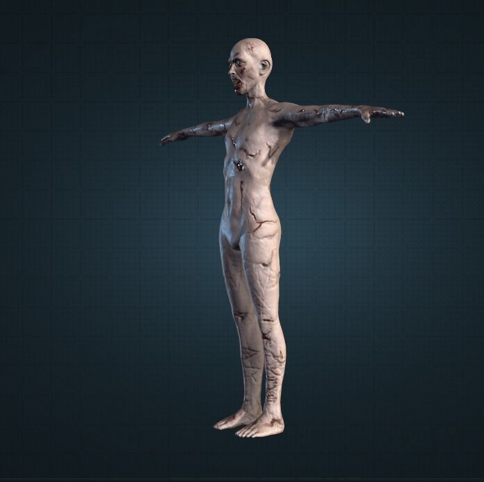 Ultra Real Male Zombie 3D Model and Animation Pack Low-poly 3D model_2
