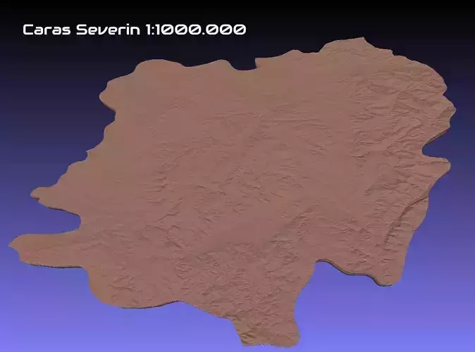 Romania 3D Map of Caras Severin County 1 to 1000000 3D print model