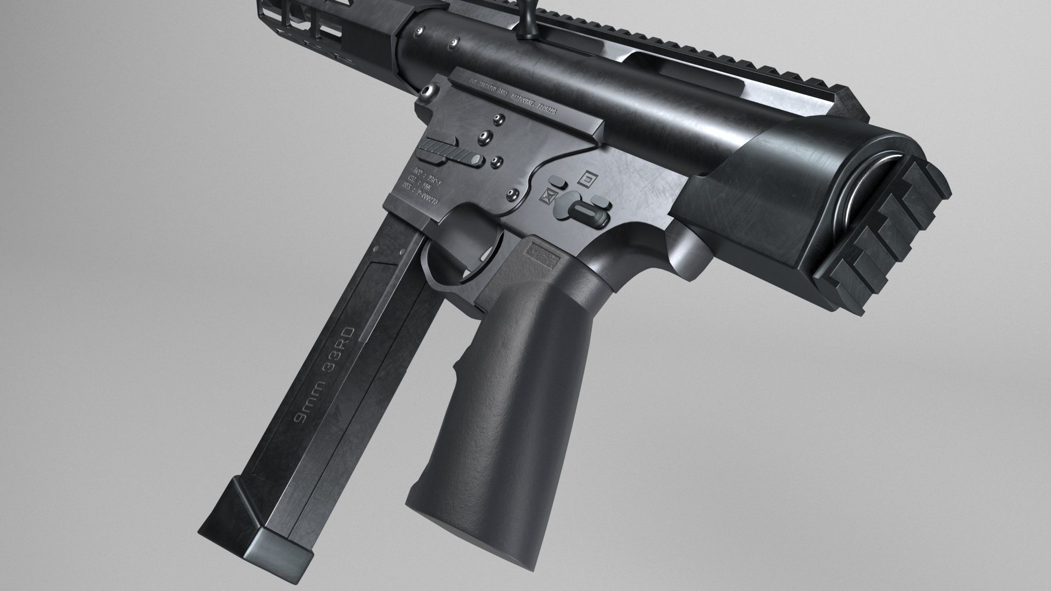 TEC-9 Low-poly 3D model_6