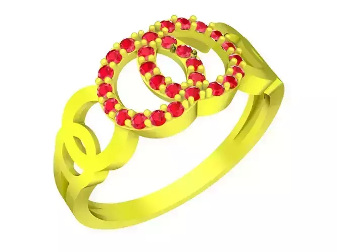 Asian Diamond Women Ring 3D Model 5732A