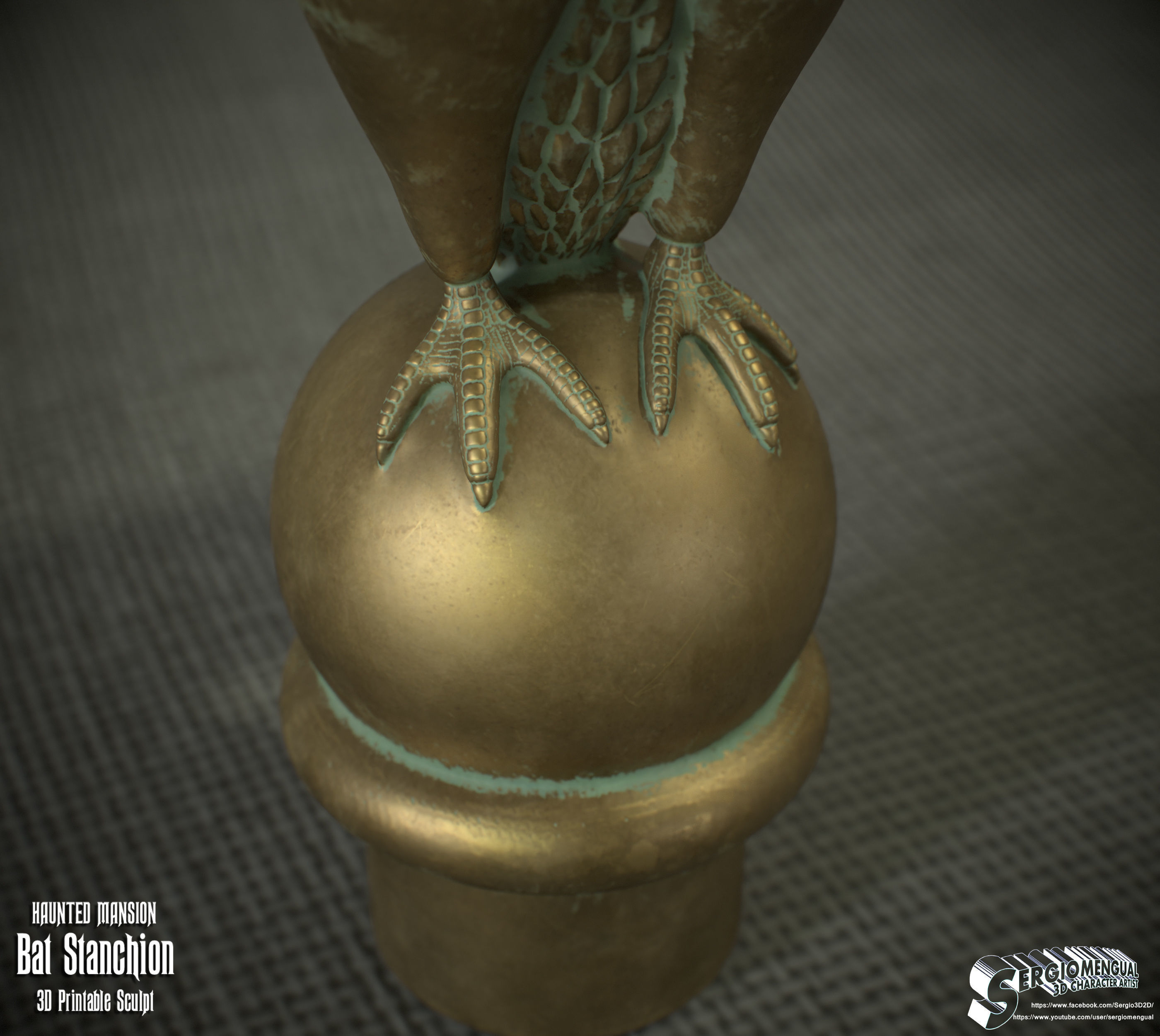 Haunted Mansion Bat Stanchion 3D Printable Sculpt 3D print model_11