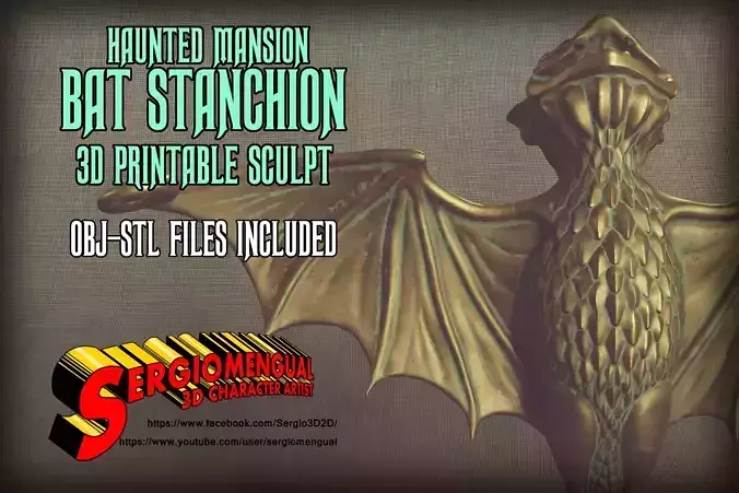 Haunted Mansion Bat Stanchion 3D Printable Sculpt 3D print model