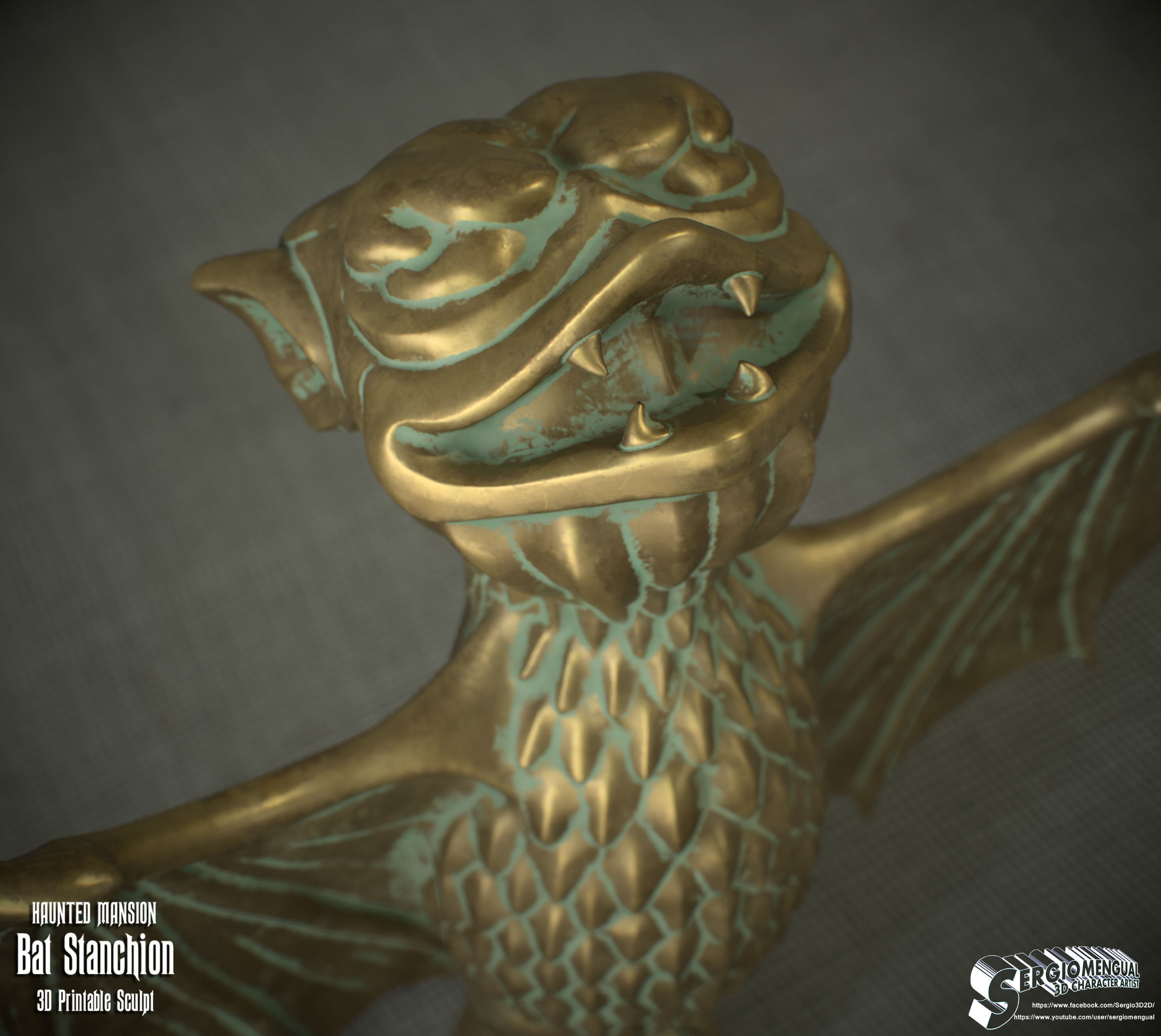 Haunted Mansion Bat Stanchion 3D Printable Sculpt 3D print model_10