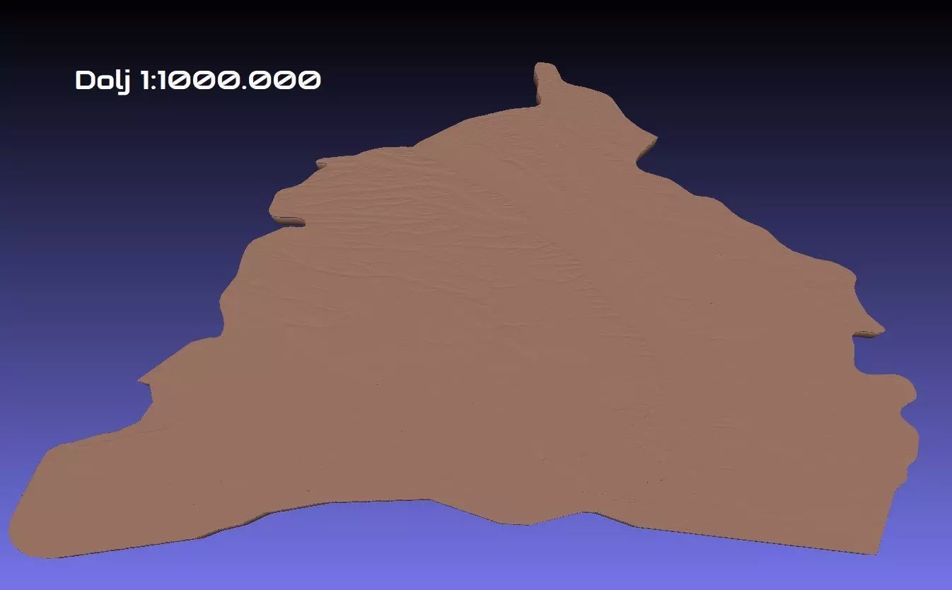 Romania 3D Map of Dolj County 1 to 1000000 3D print model