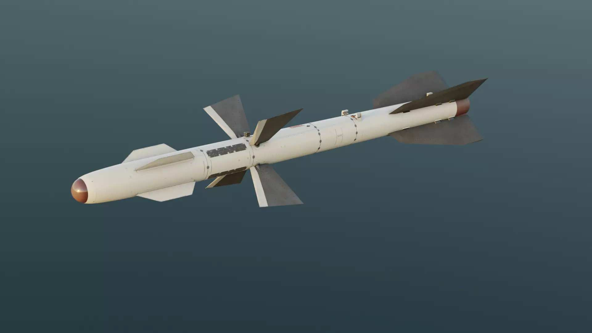 R-27T air-to-air missile Low-poly 3D model_0