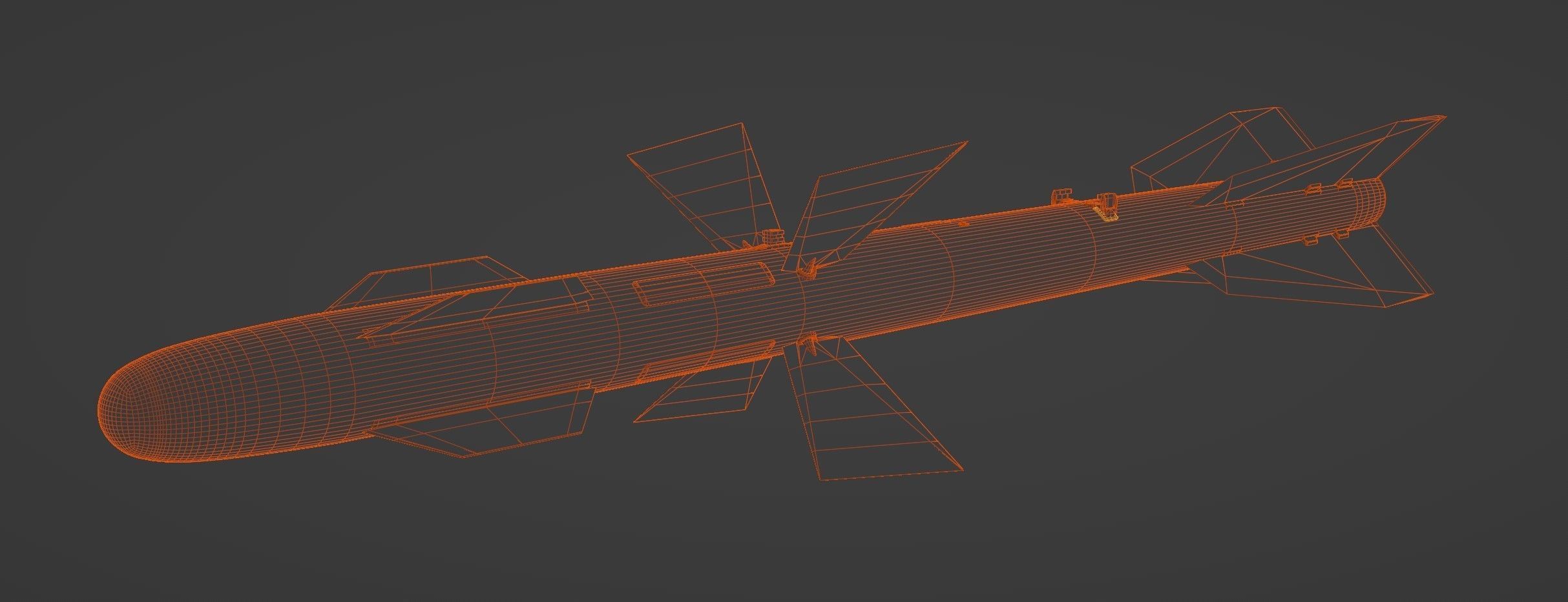 R-27T air-to-air missile Low-poly 3D model_8