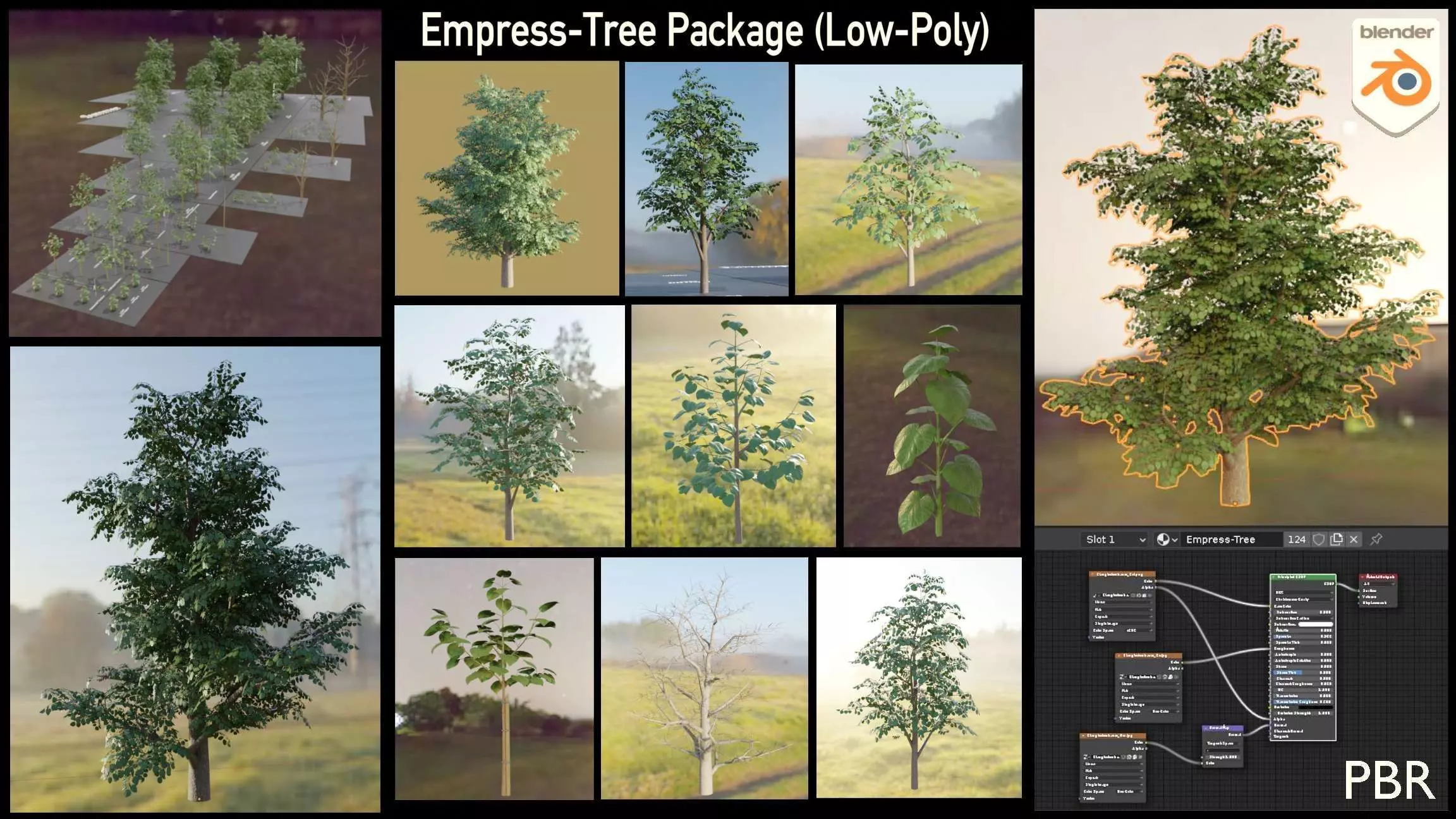 Empress-Tree Package Low-poly 3D model_0