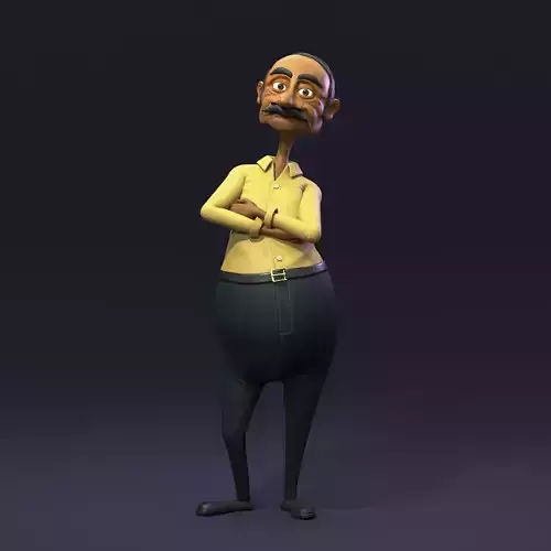 Rigged Character Rickshaw Driver Man