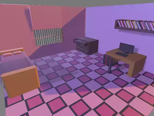 single room Low-poly 3D model