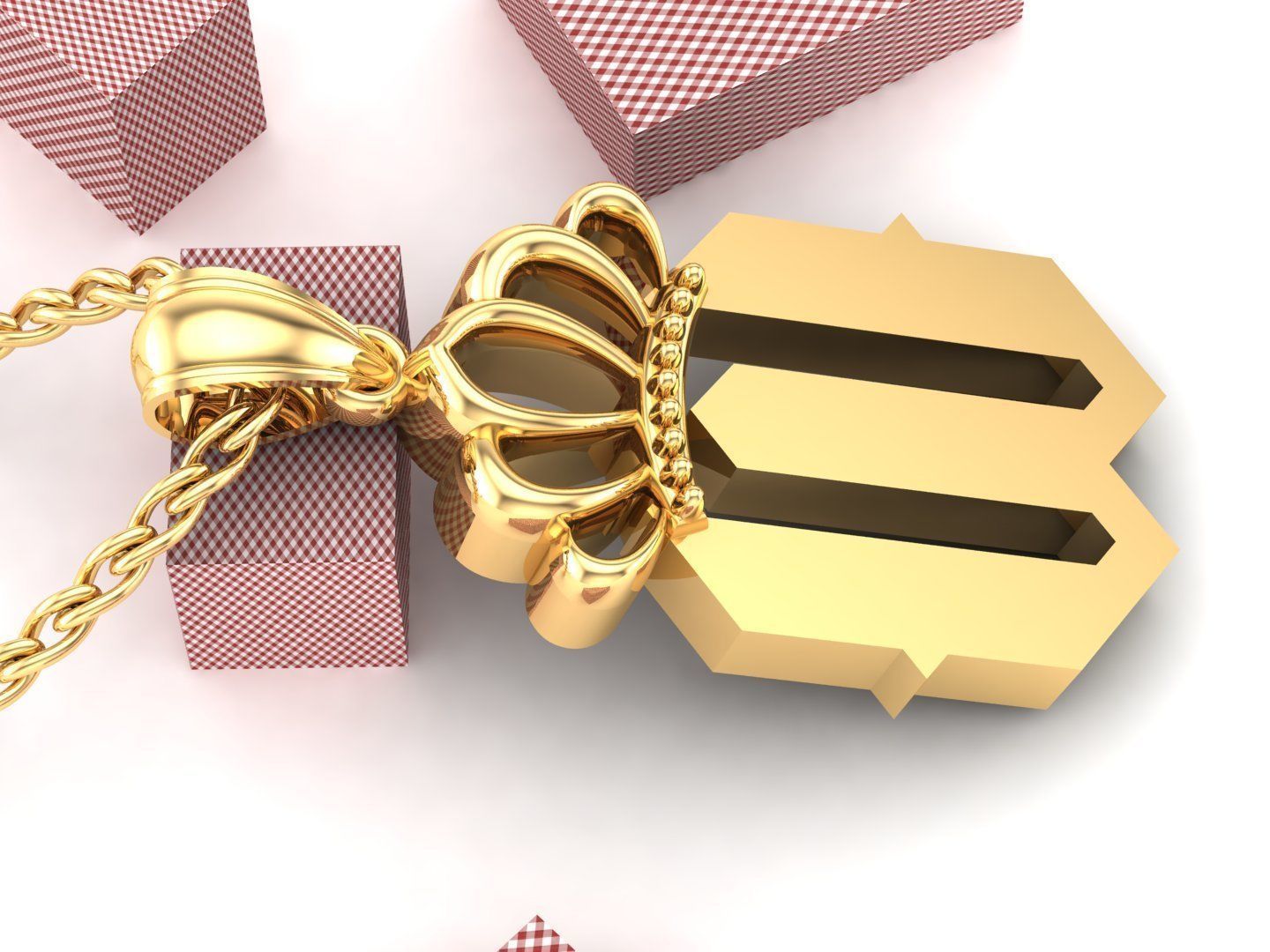 W Pendant Letter Jewelry Version 7 3D model_4