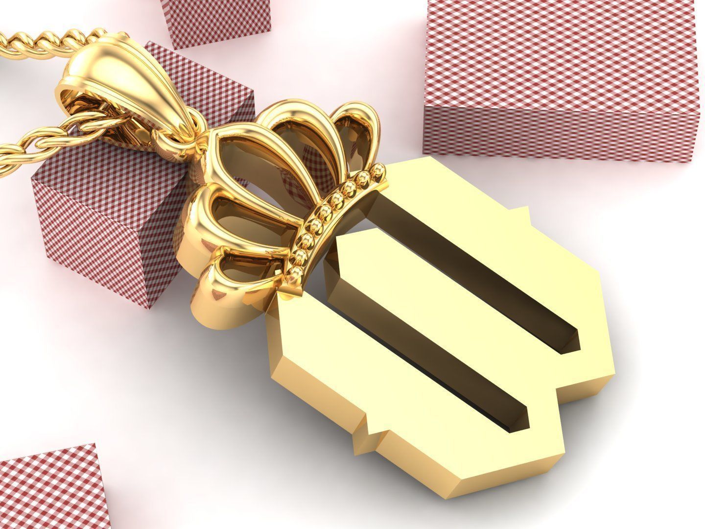 W Pendant Letter Jewelry Version 7 3D model_2
