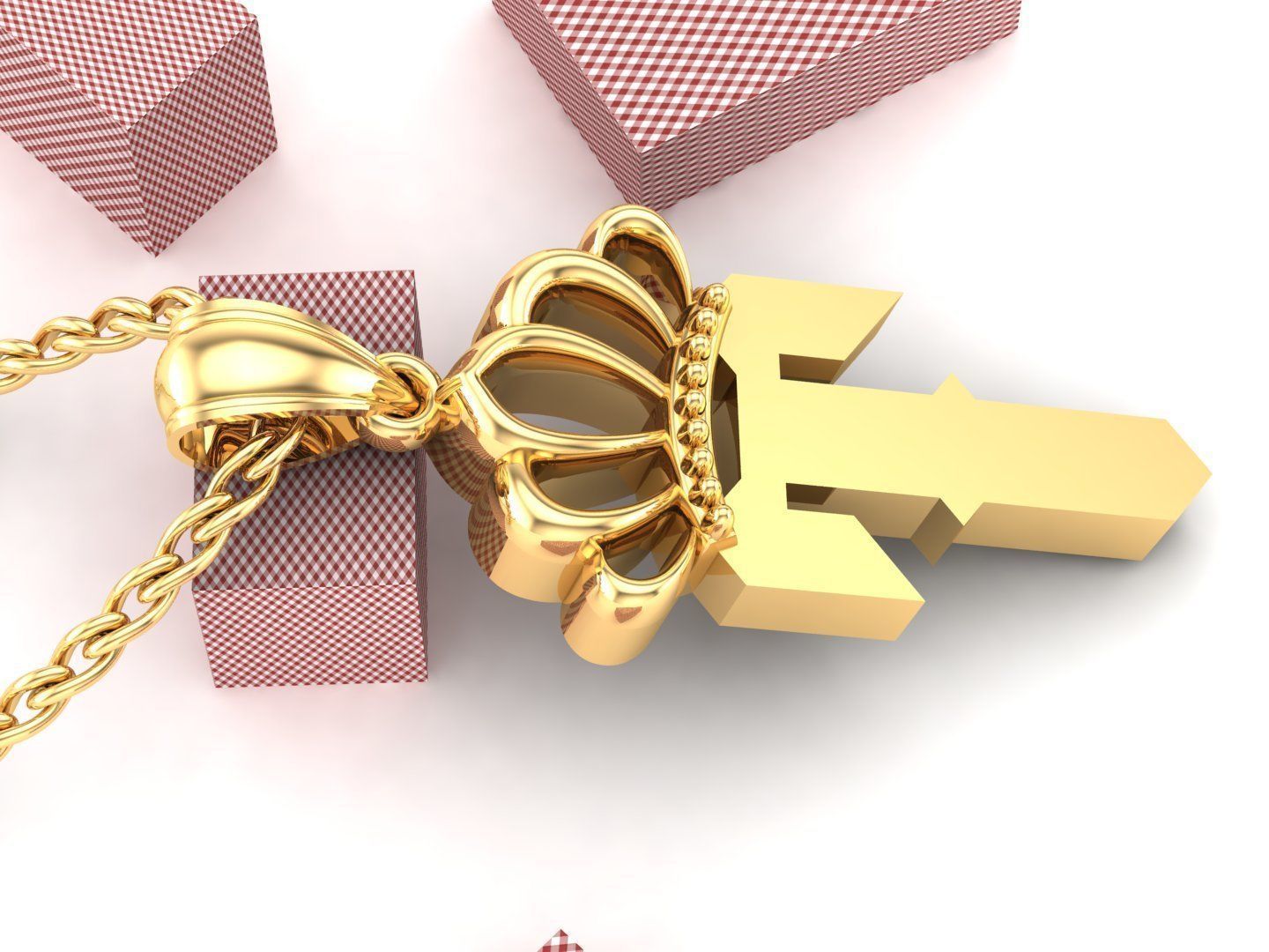 T Pendant Letter Jewelry Version 7 3D model_4