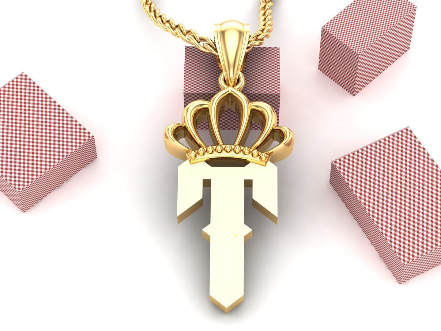 T Pendant Letter Jewelry Version 7 3D model_3