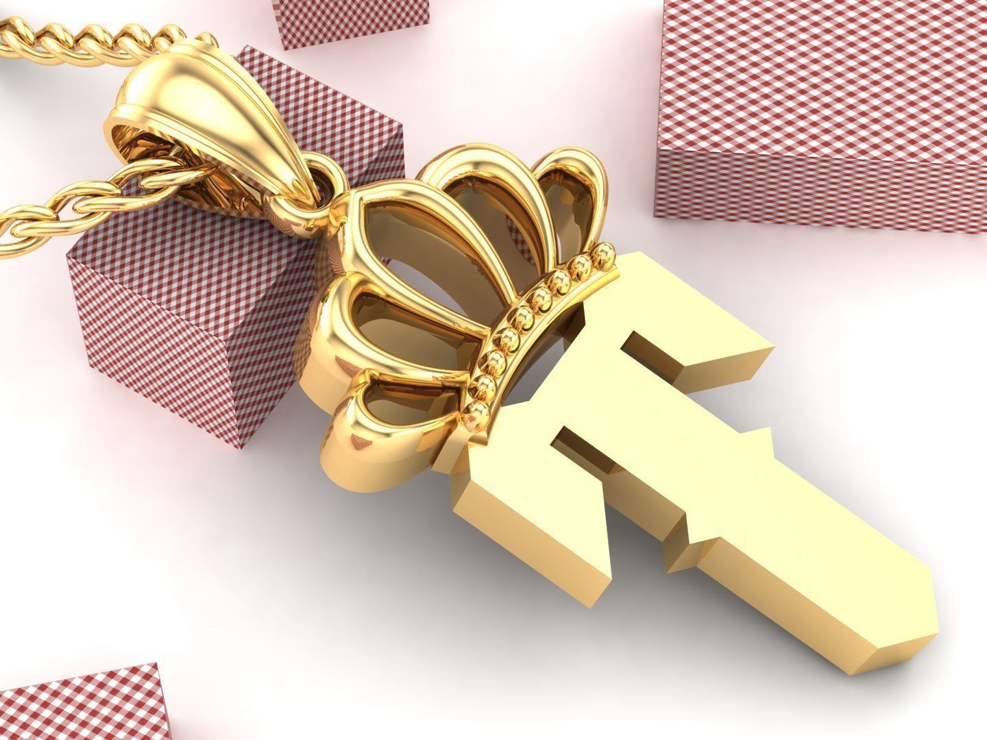 T Pendant Letter Jewelry Version 7 3D model_2