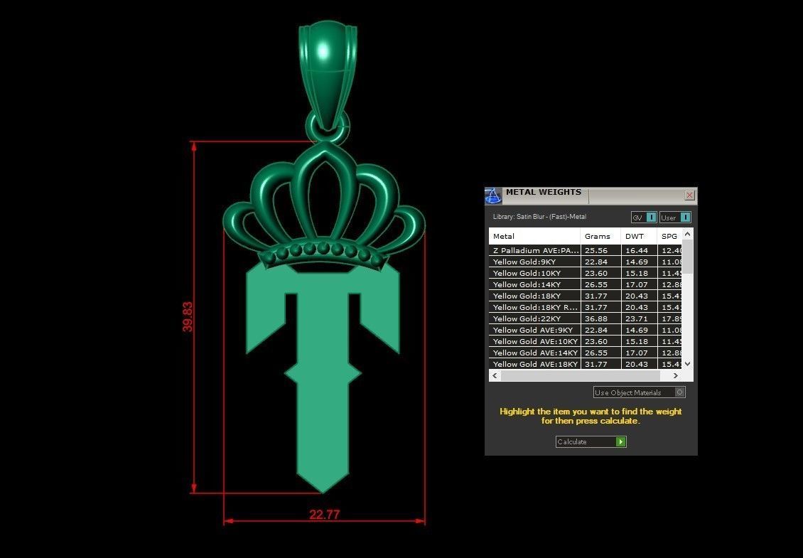 T Pendant Letter Jewelry Version 7 3D model_1