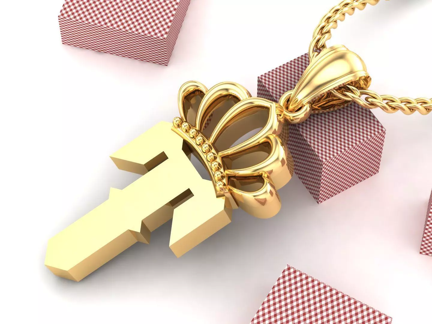 T Pendant Letter Jewelry Version 7 3D model_0