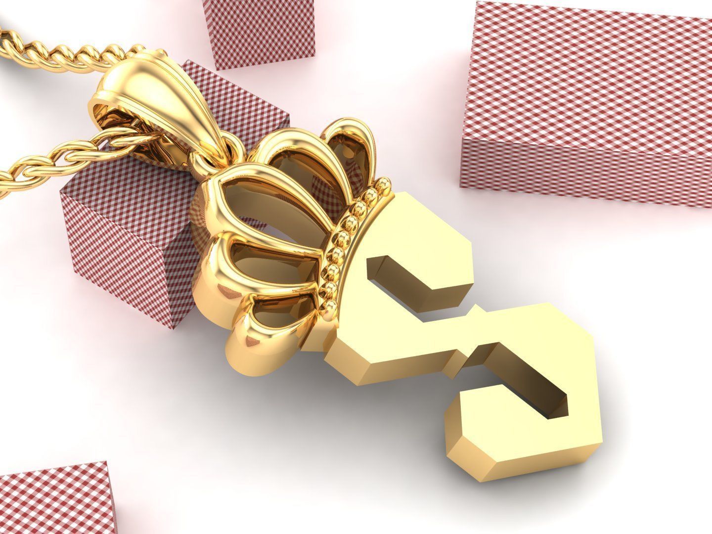 S Pendant Letter Jewelry Version 7 3D model_2
