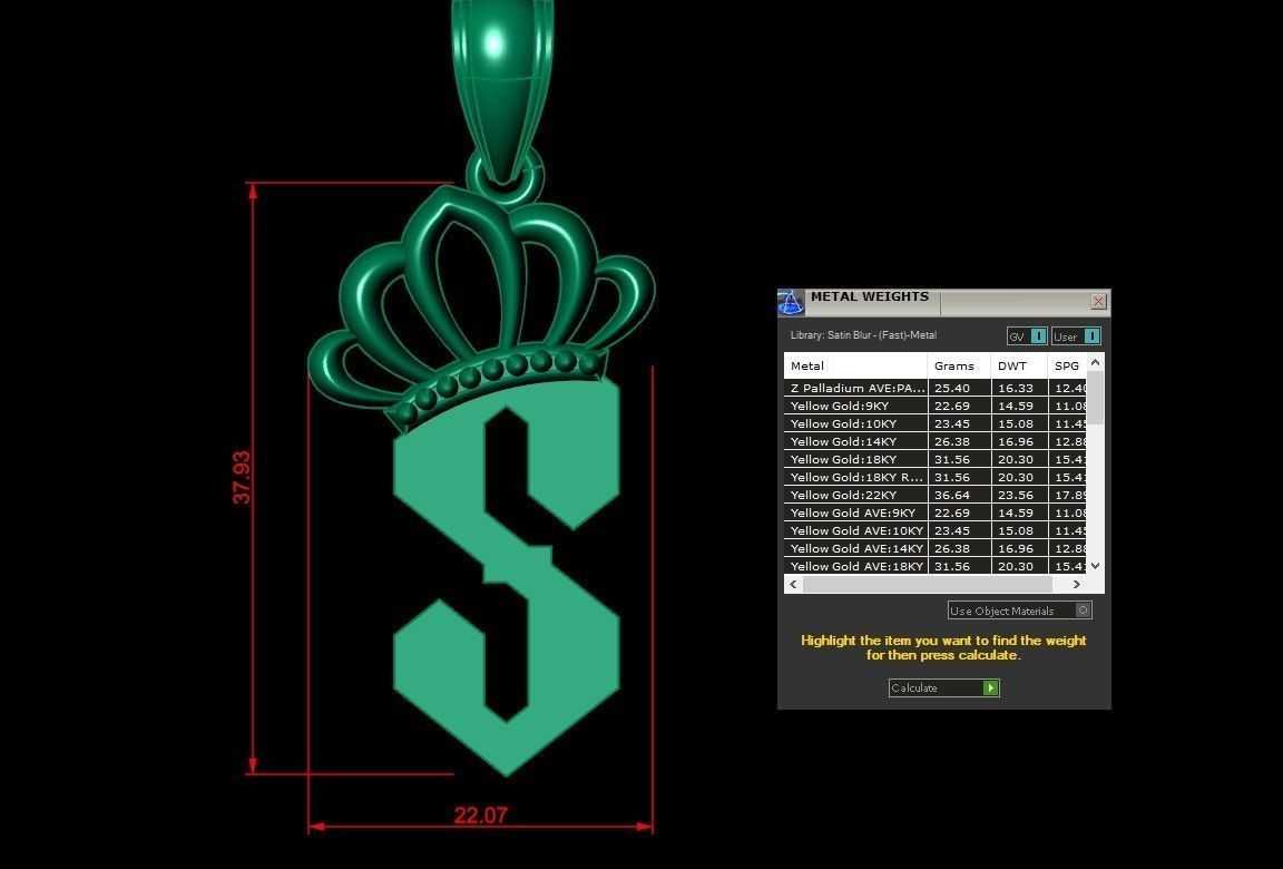 S Pendant Letter Jewelry Version 7 3D model_1