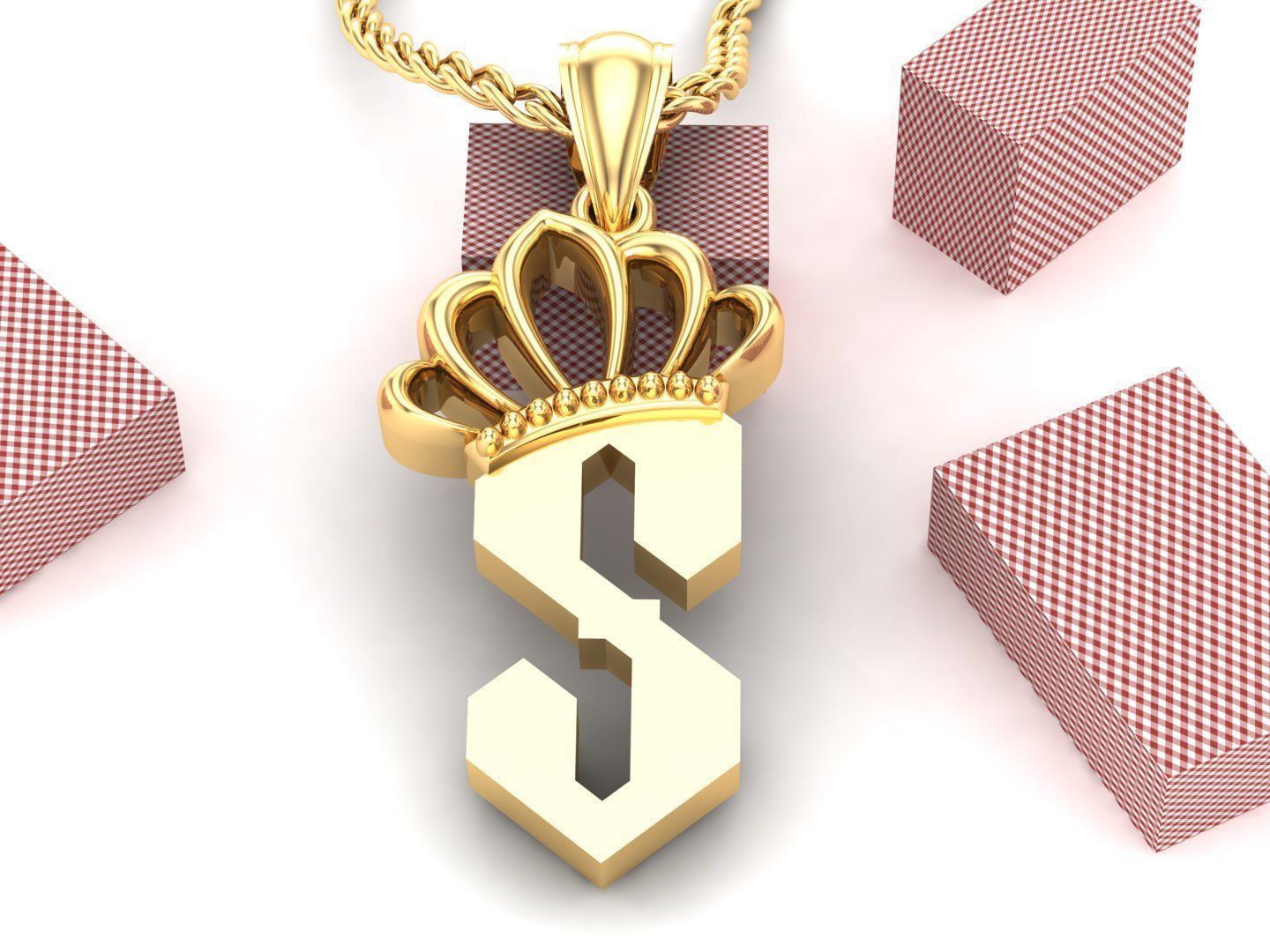 S Pendant Letter Jewelry Version 7 3D model_3
