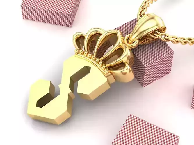 S Pendant Letter Jewelry Version 7 3D model S Pendant Letter Jewelry Version 7 3D model