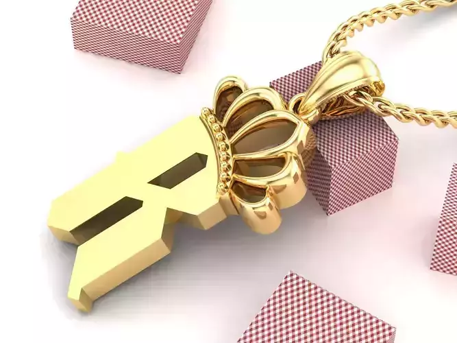 R Pendant Letter Jewelry Version 7 3D model R Pendant Letter Jewelry Version 7 3D model