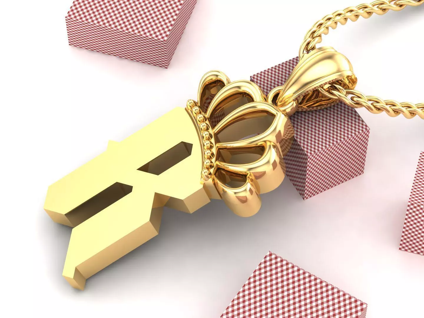 R Pendant Letter Jewelry Version 7 3D model_0