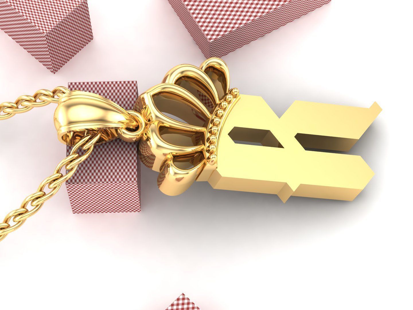 R Pendant Letter Jewelry Version 7 3D model_4