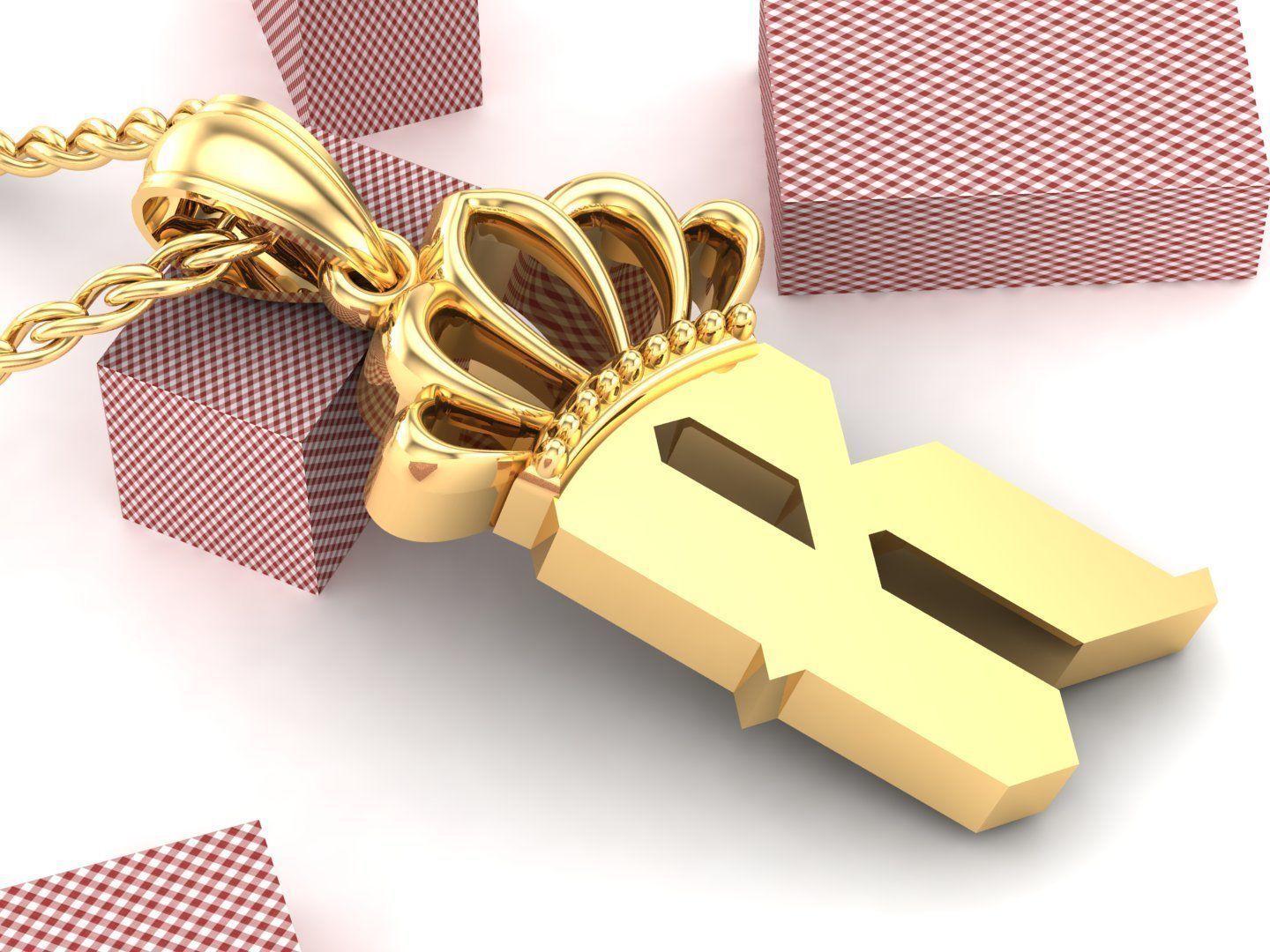 R Pendant Letter Jewelry Version 7 3D model_2