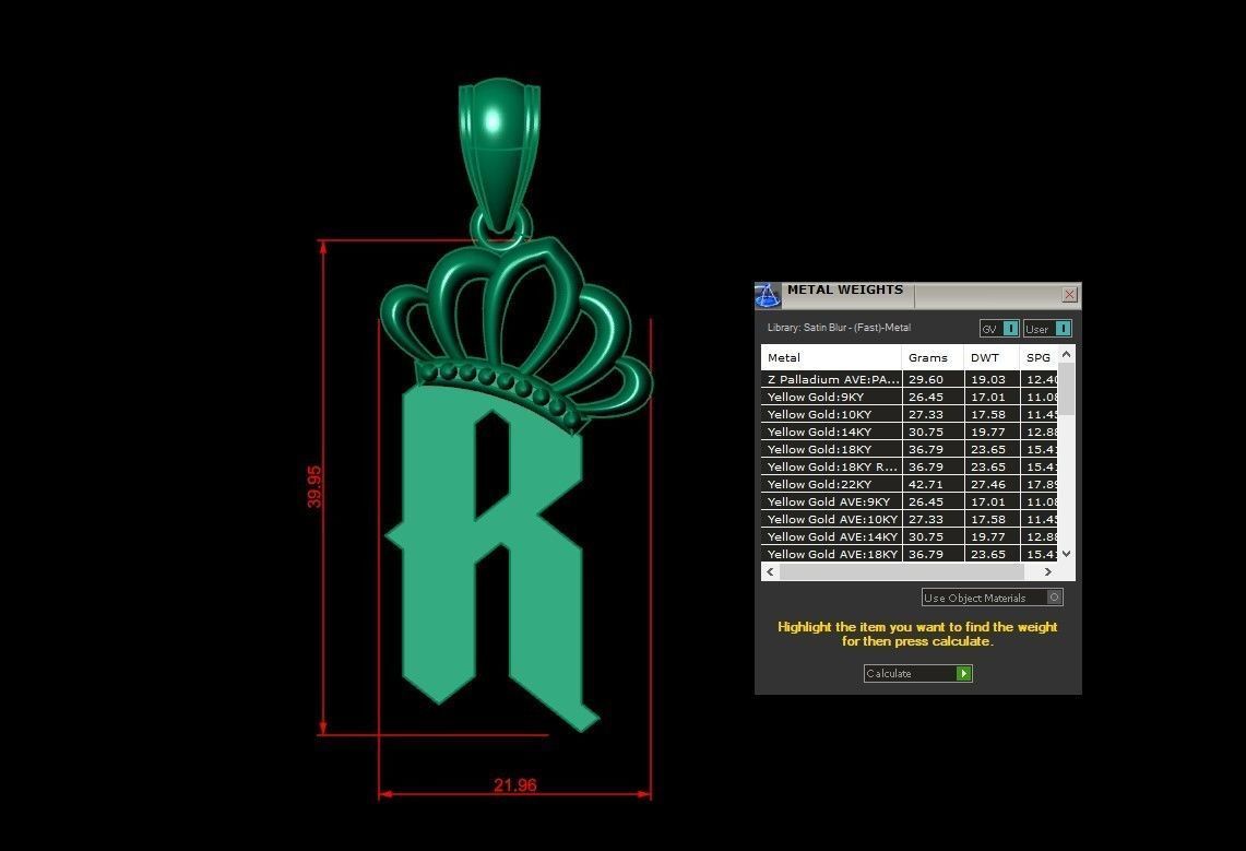 R Pendant Letter Jewelry Version 7 3D model_1