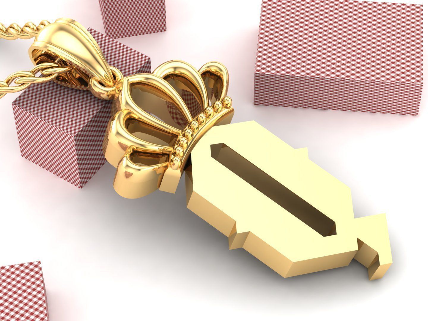 Q Pendant Letter Jewelry Version 7 3D model_2