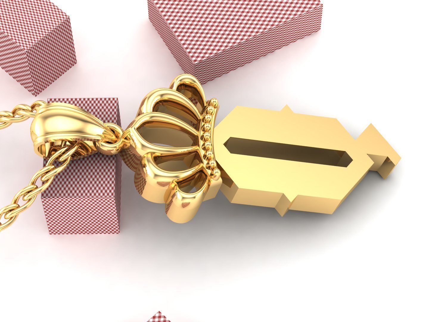 Q Pendant Letter Jewelry Version 7 3D model_4