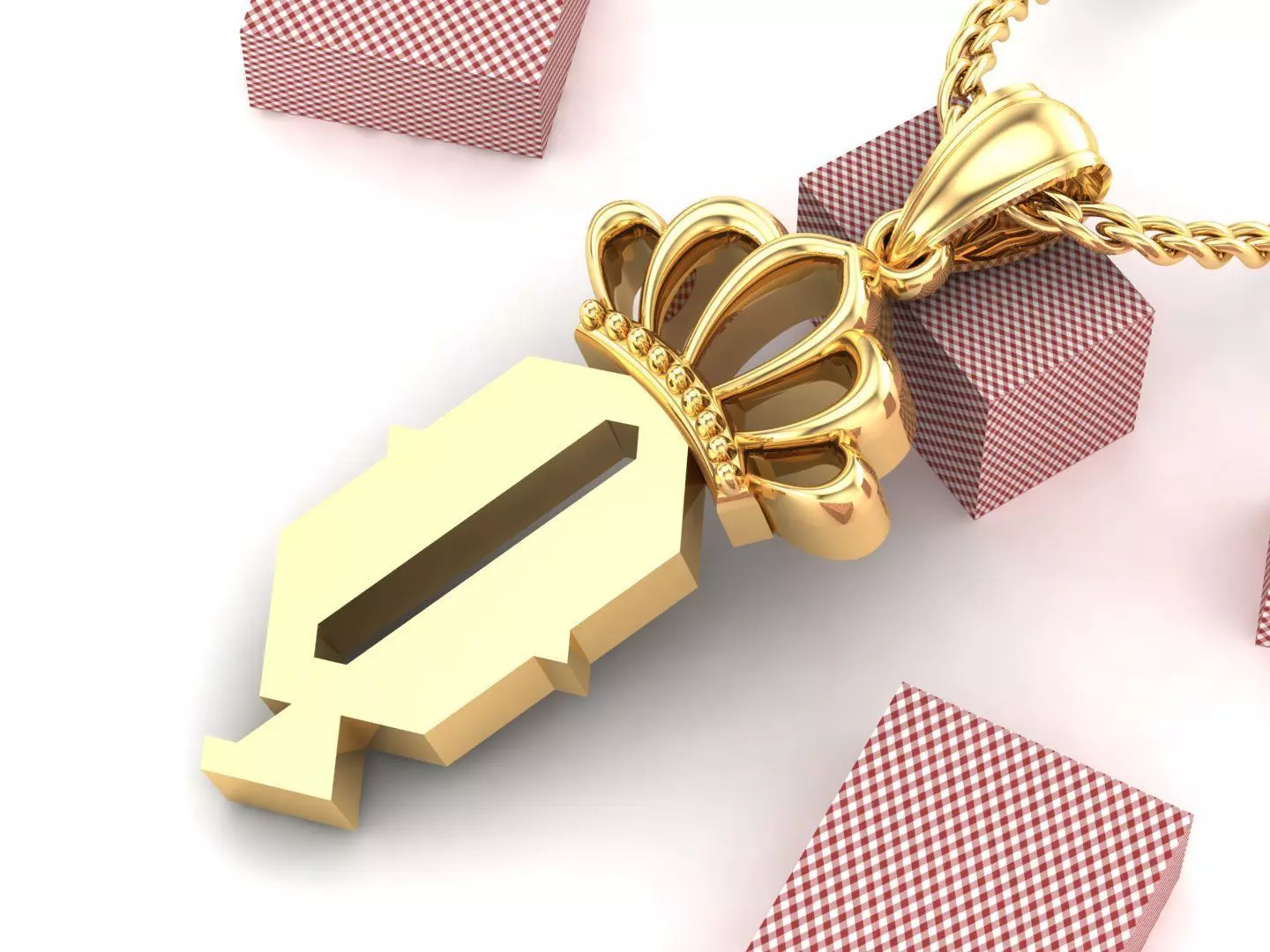 Q Pendant Letter Jewelry Version 7 3D model_0