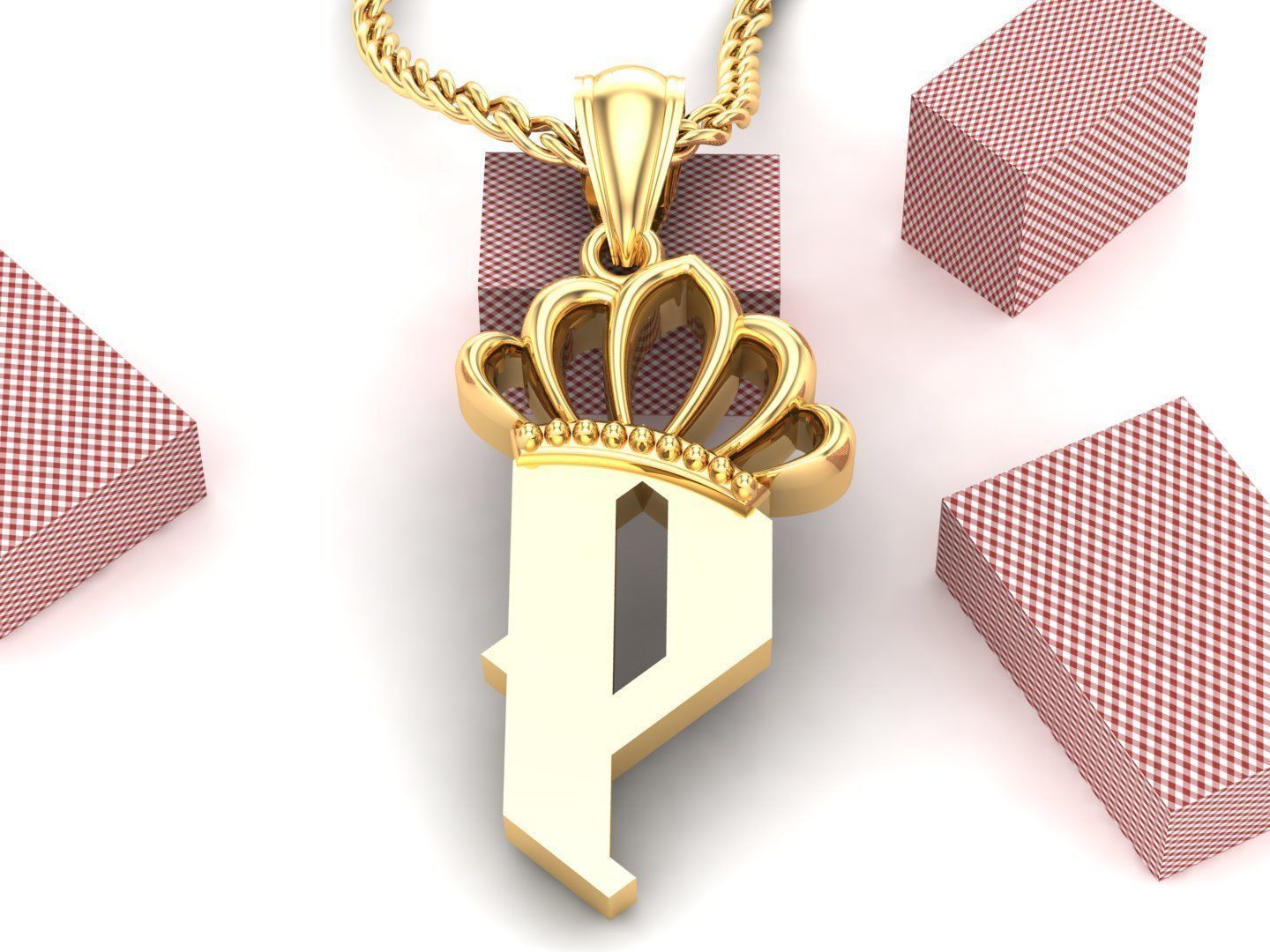 P Pendant Letter Jewelry Version 7 3D model_3