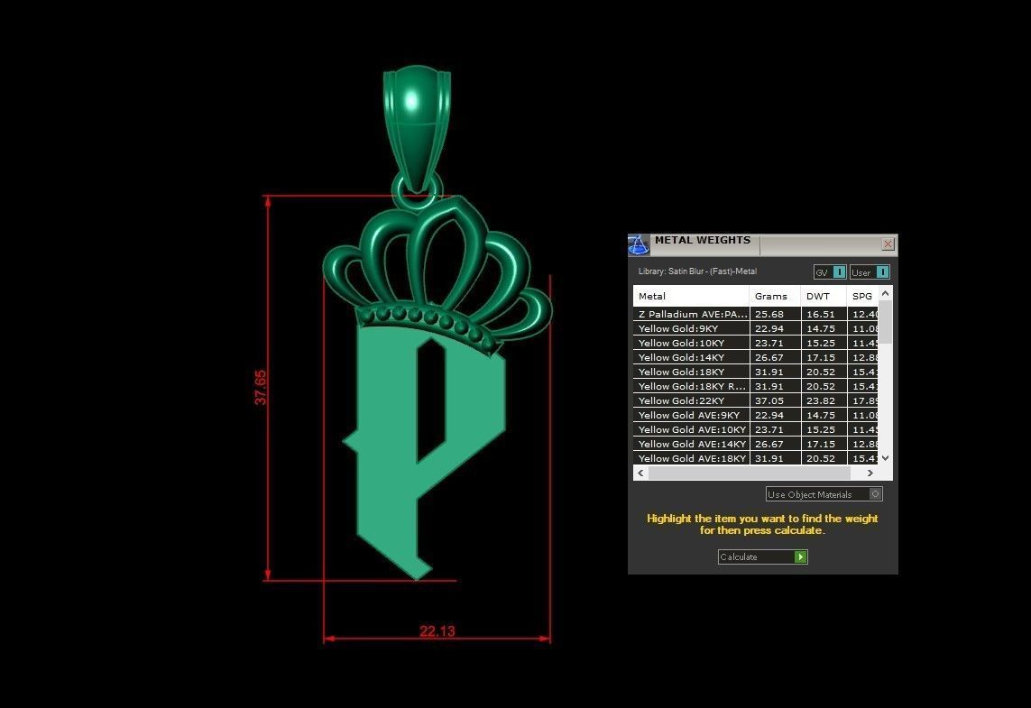 P Pendant Letter Jewelry Version 7 3D model_1