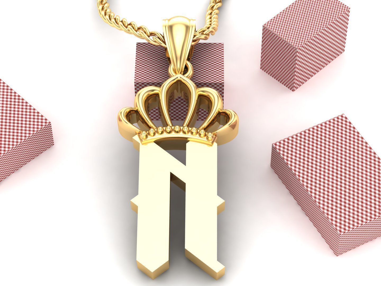 N Pendant Letter Jewelry Version 7 3D model_3