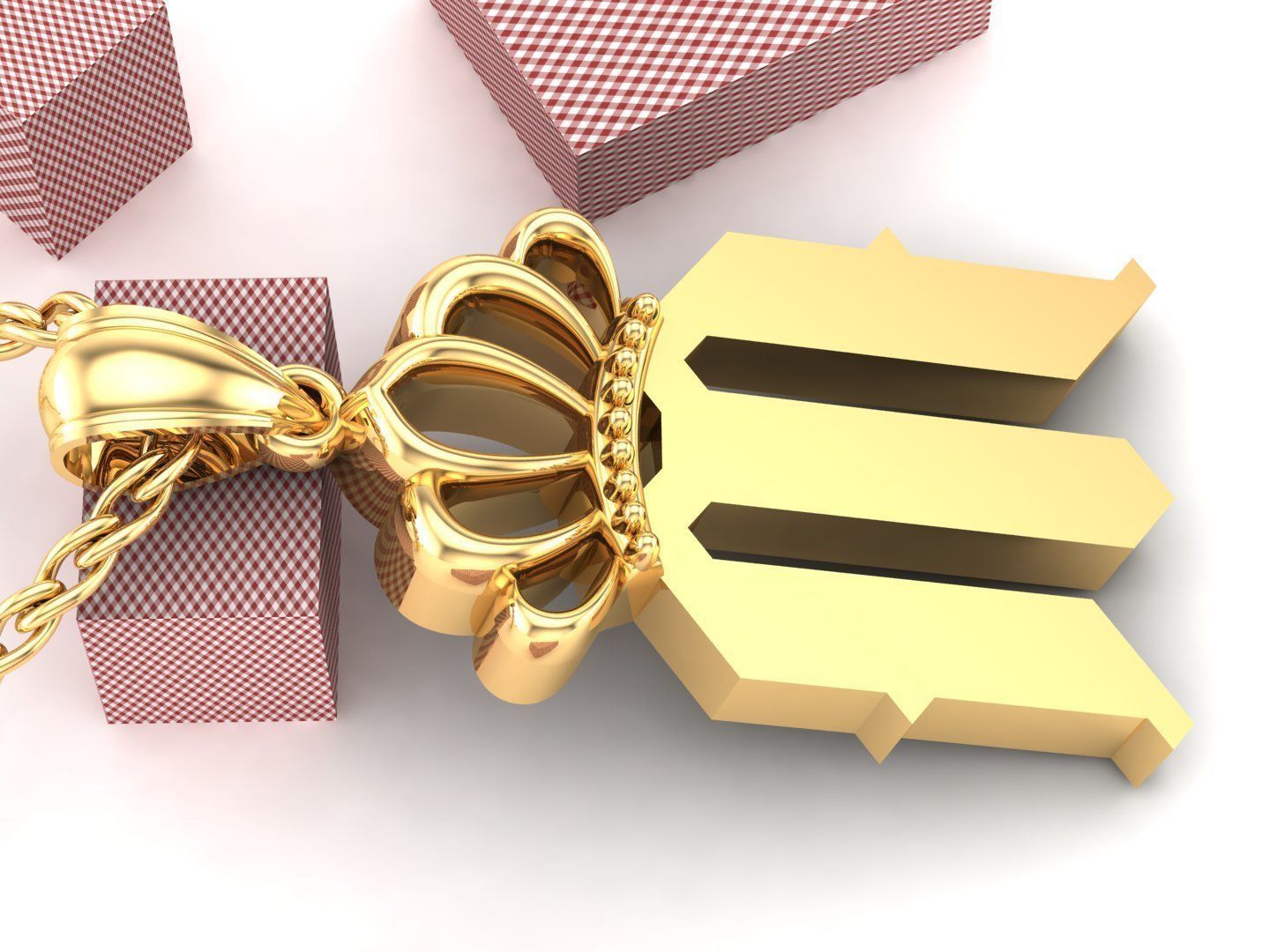 M Pendant Letter Jewelry Version 7 3D model_4