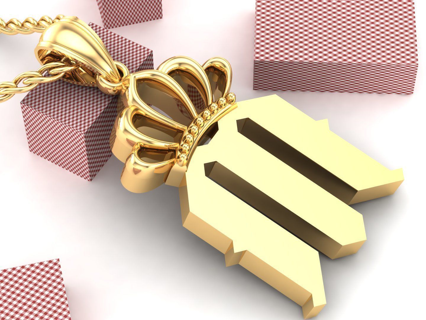 M Pendant Letter Jewelry Version 7 3D model_2