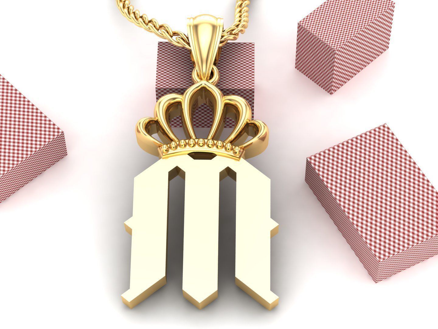 M Pendant Letter Jewelry Version 7 3D model_3