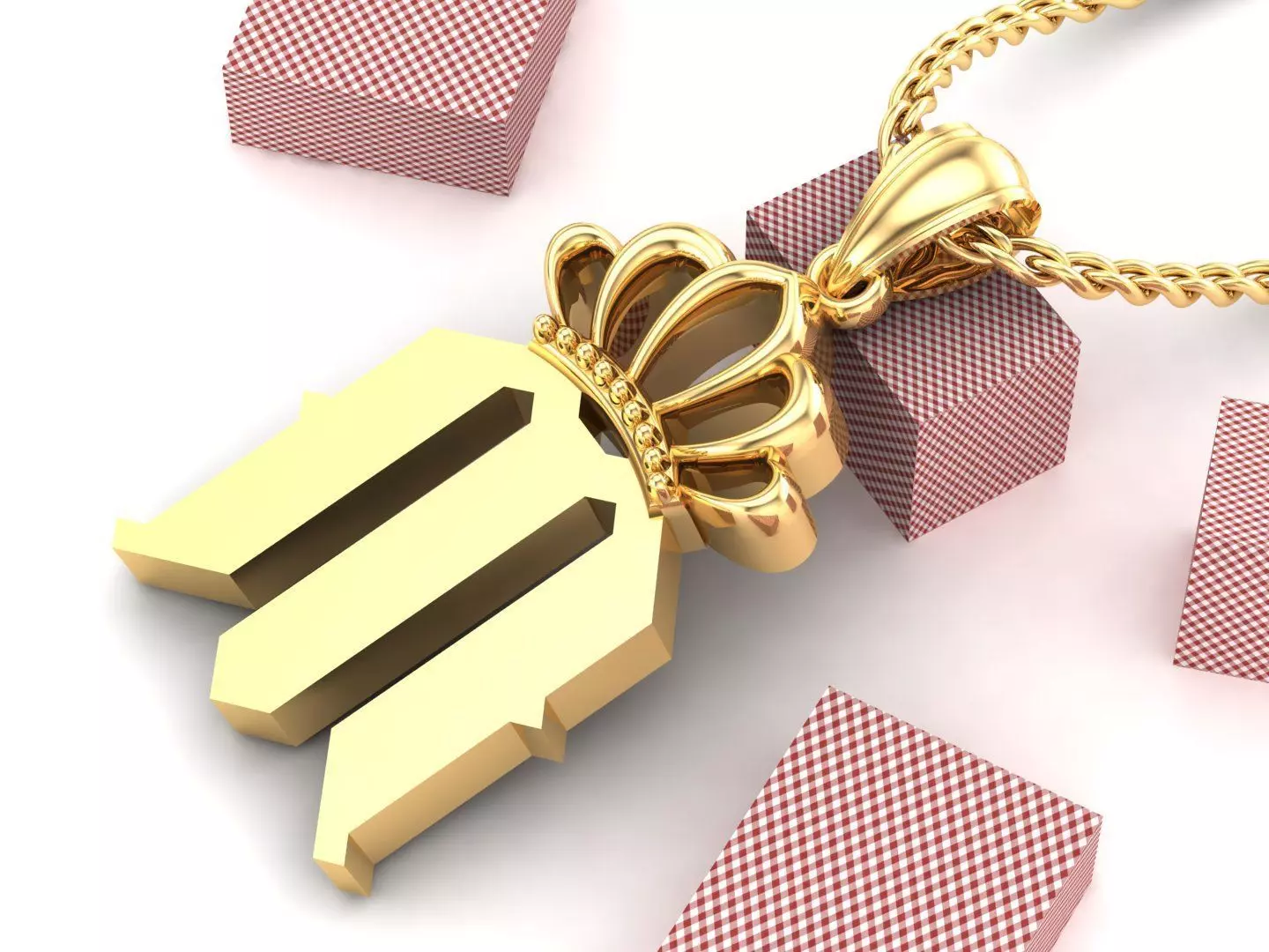 M Pendant Letter Jewelry Version 7 3D model_0