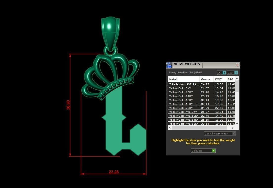 L Pendant Letter Jewelry Version 7 3D model_1