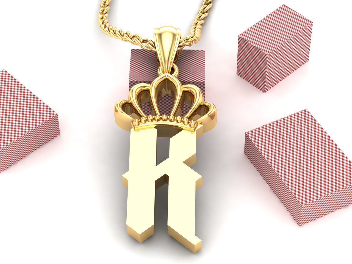 K Pendant Letter Jewelry Version 7 3D model_3