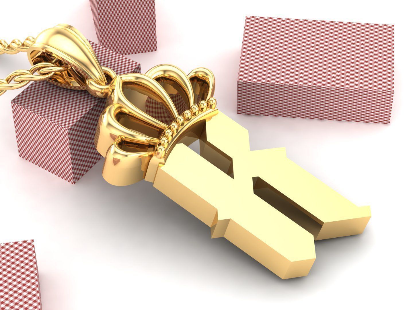 K Pendant Letter Jewelry Version 7 3D model_2