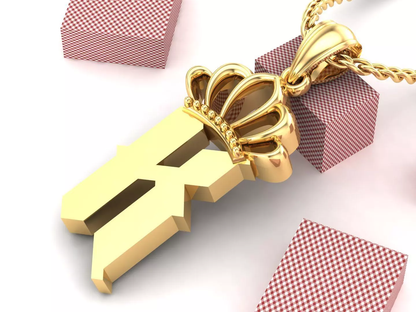 K Pendant Letter Jewelry Version 7 3D model_0