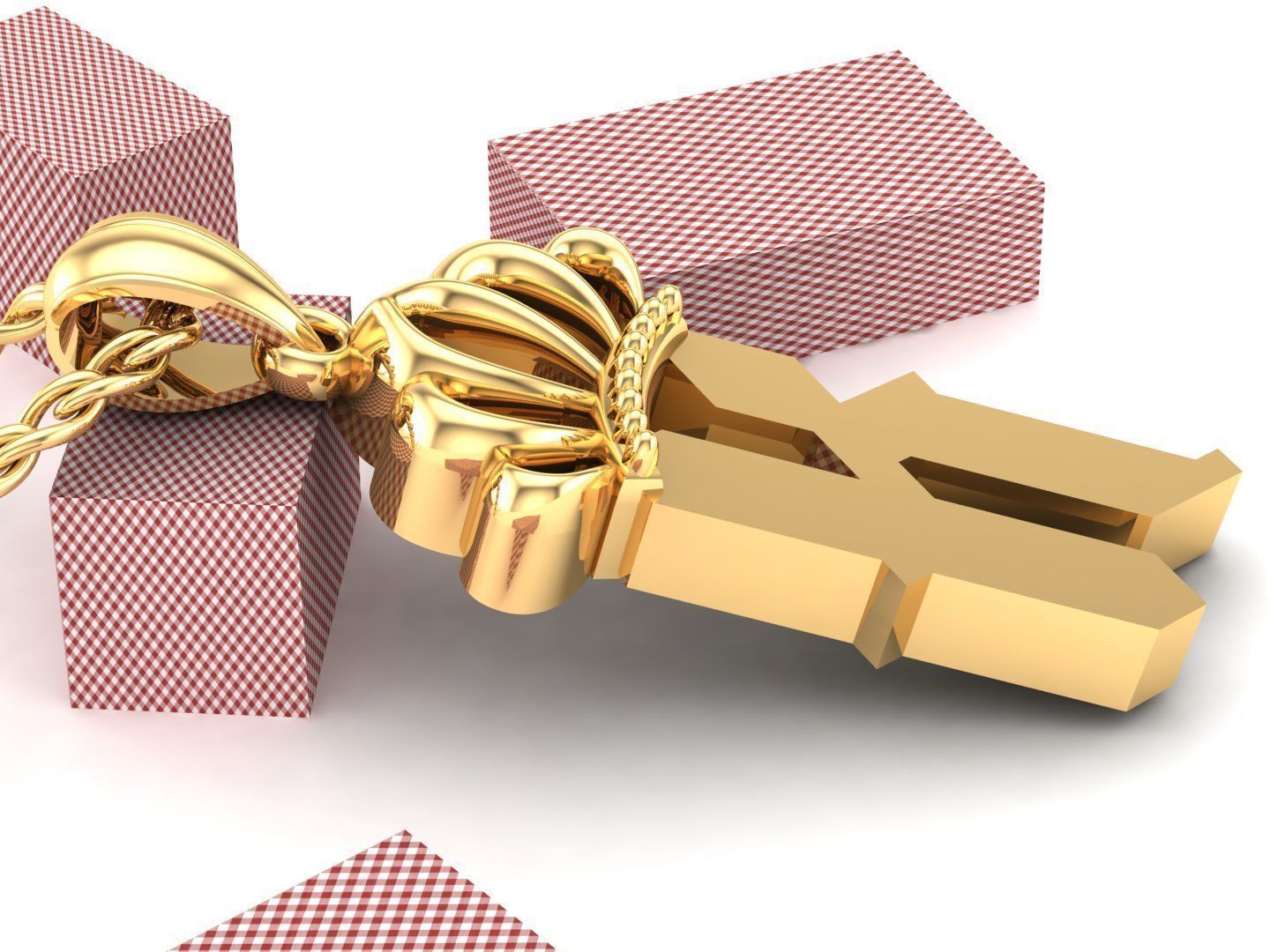 K Pendant Letter Jewelry Version 7 3D model_4