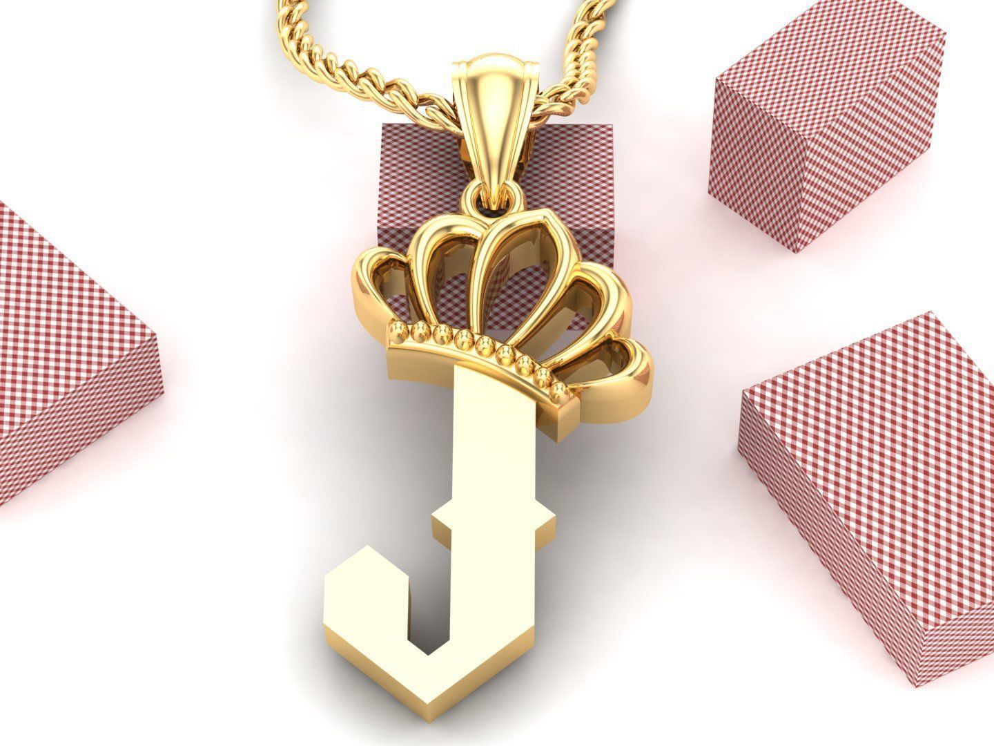 J Pendant Letter Jewelry Version 7 3D model_3
