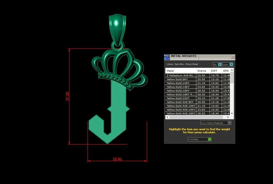 J Pendant Letter Jewelry Version 7 3D model_1