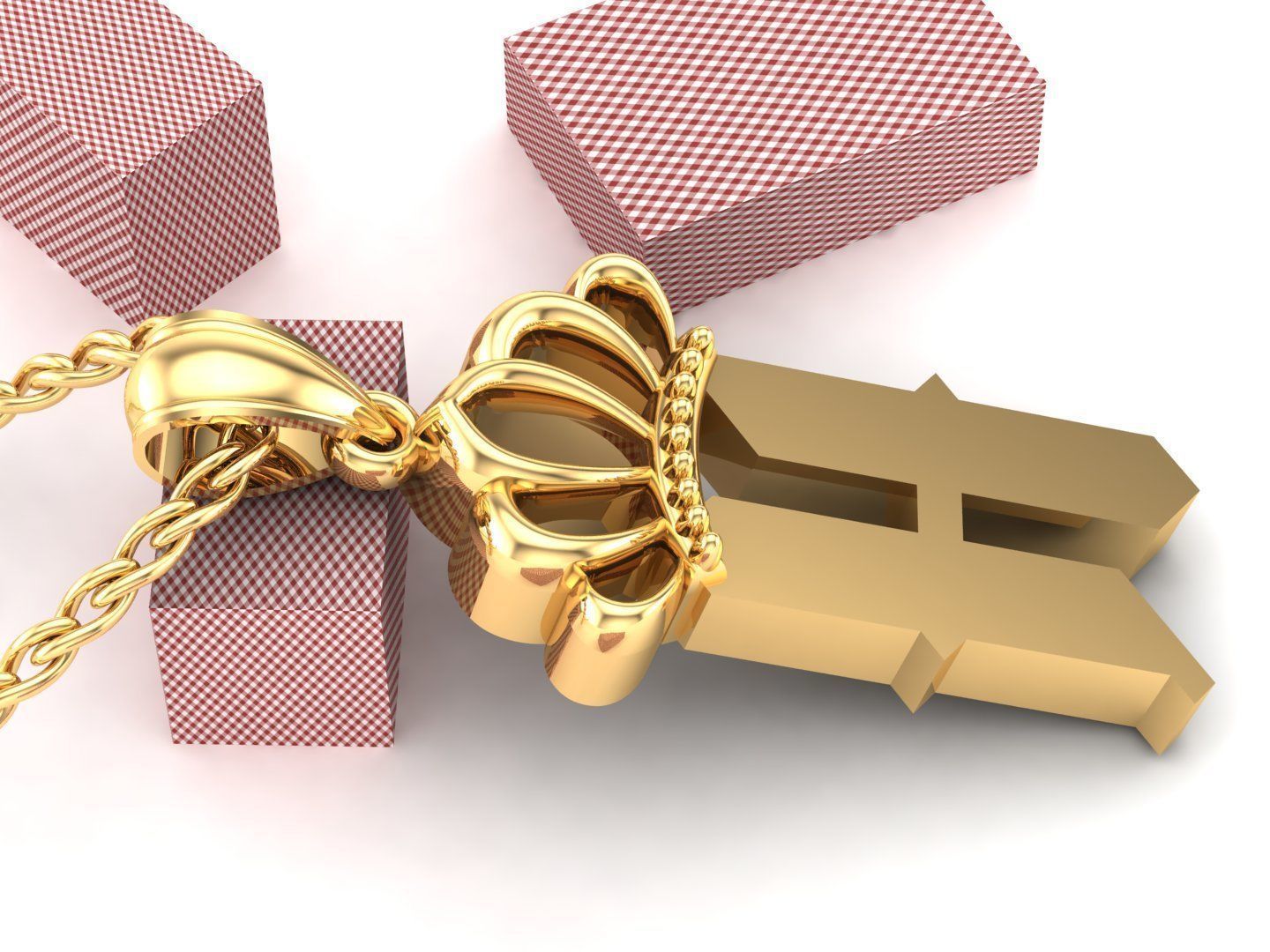 H Pendant Letter Jewelry Version 7 3D model_4