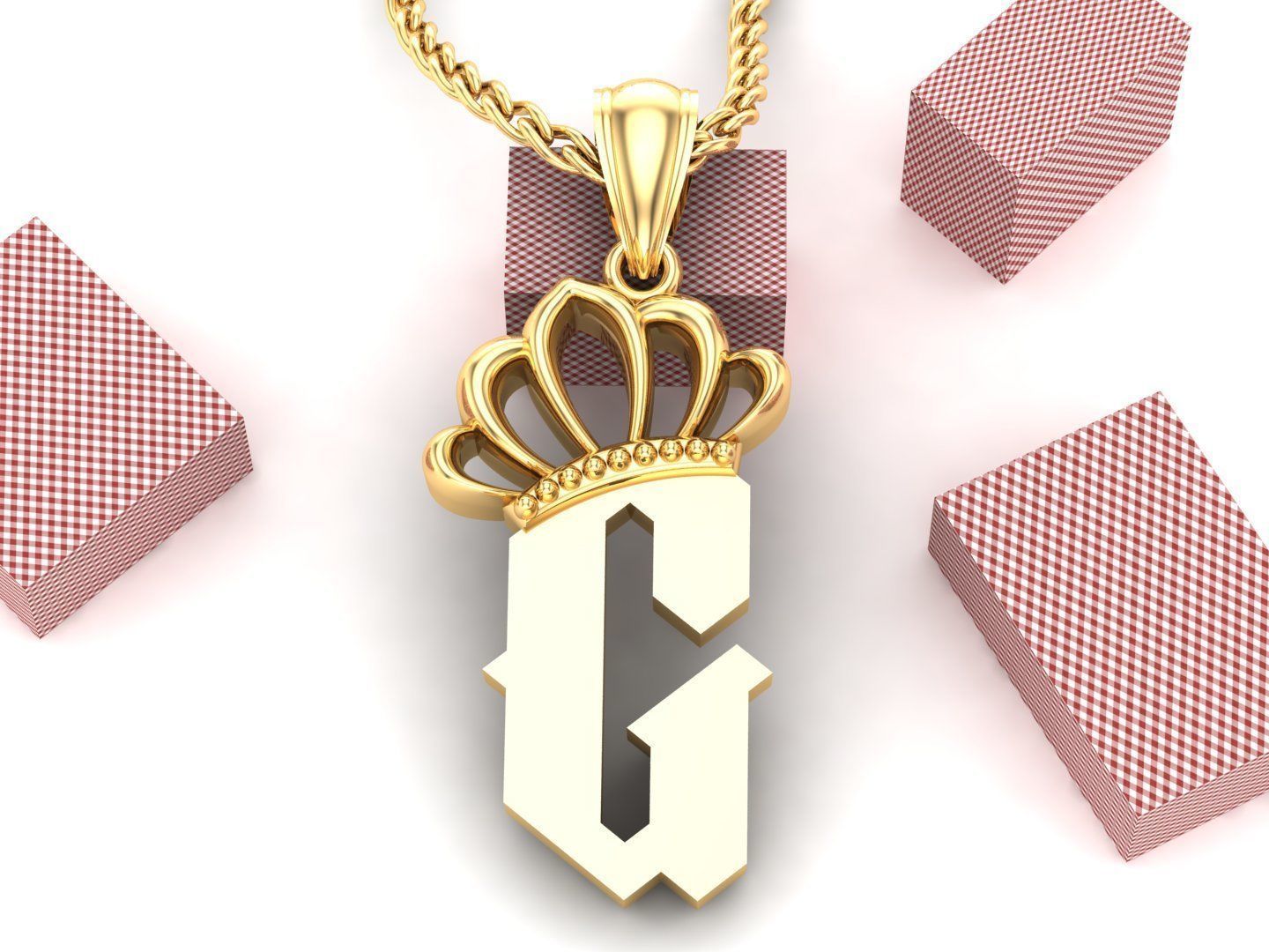 G Pendant Letter Jewelry Version 7 3D model_4
