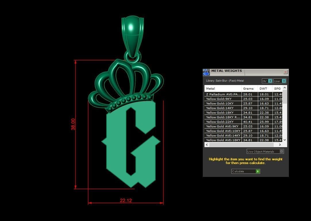 G Pendant Letter Jewelry Version 7 3D model_1