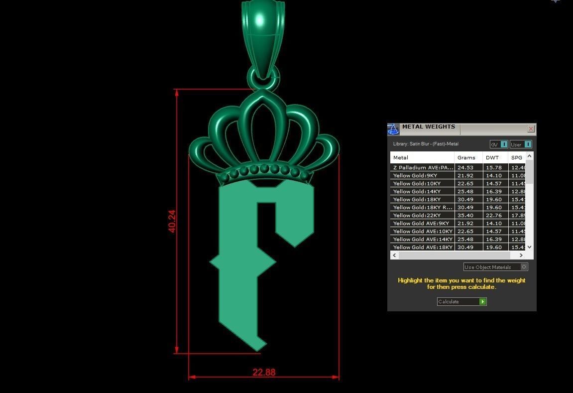 F Pendant Letter Jewelry Version 7 3D model_1